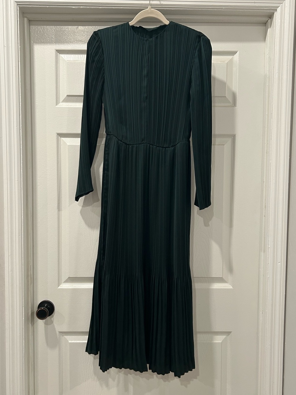Vince Pleated Satin Long Sleeve Dress Size XS - Picture 4 of 11